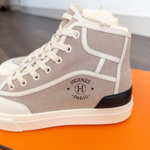 NEW Hermes Women's Get Up Sneakers Canvas Gray, Size EU 38 - Picture 7 of 11